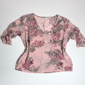 Lucky Brand Floral Dusty Pink Top Small